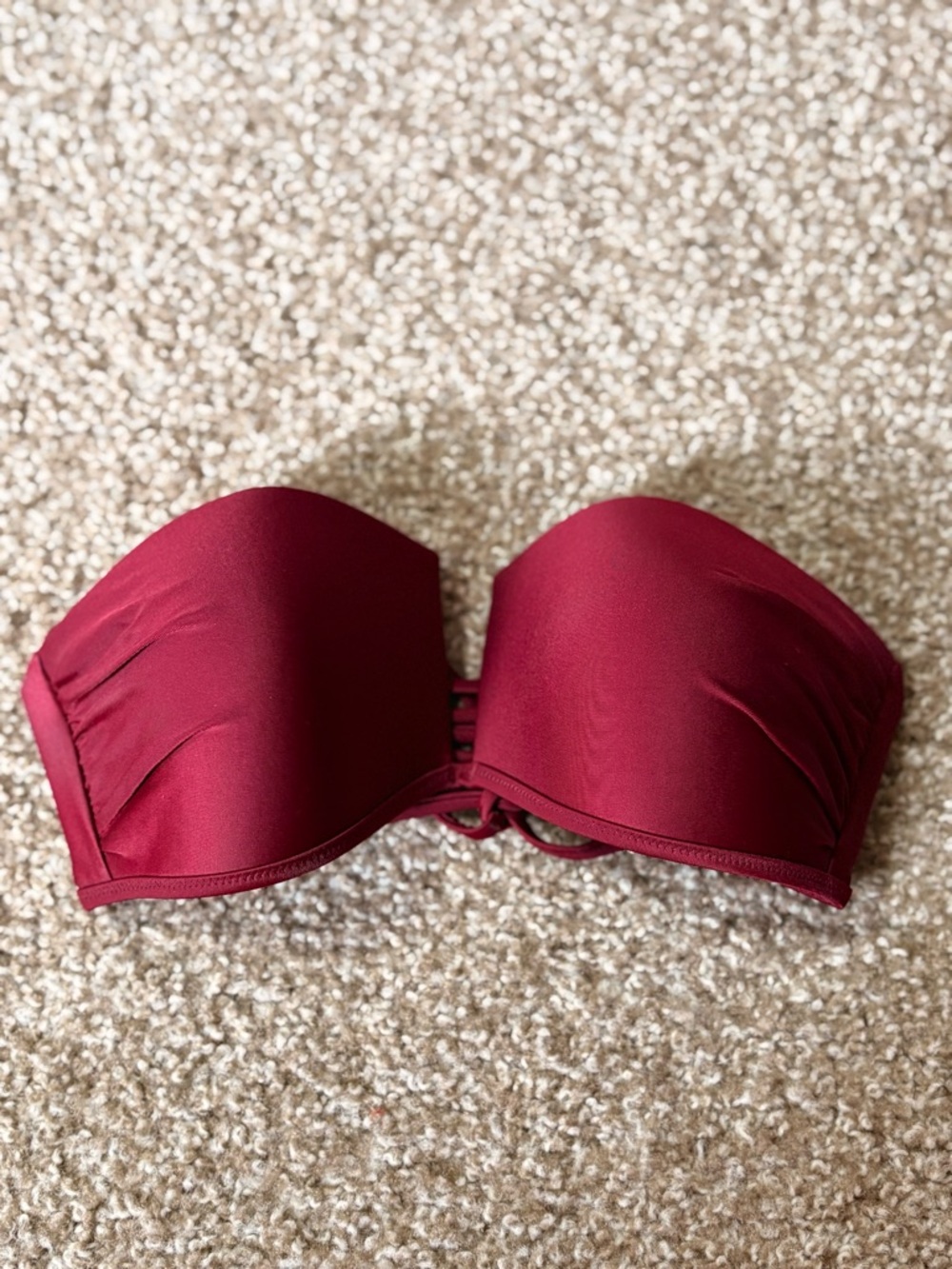 aerie Strapless Swimsuit Top in Burgundy